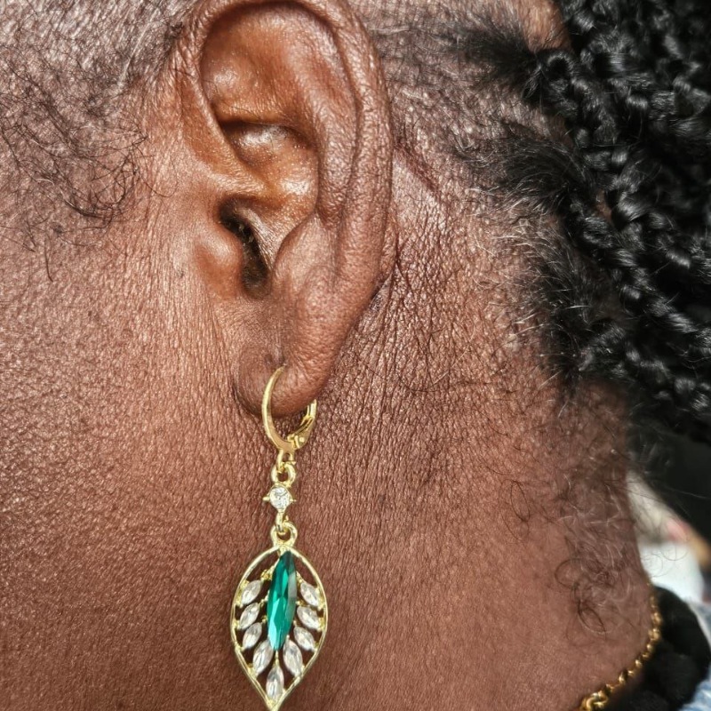 Feuille de cristal - Boucle d'oreille