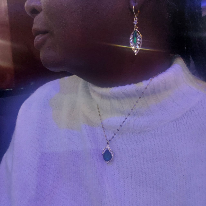 Feuille de cristal - Boucle d'oreille