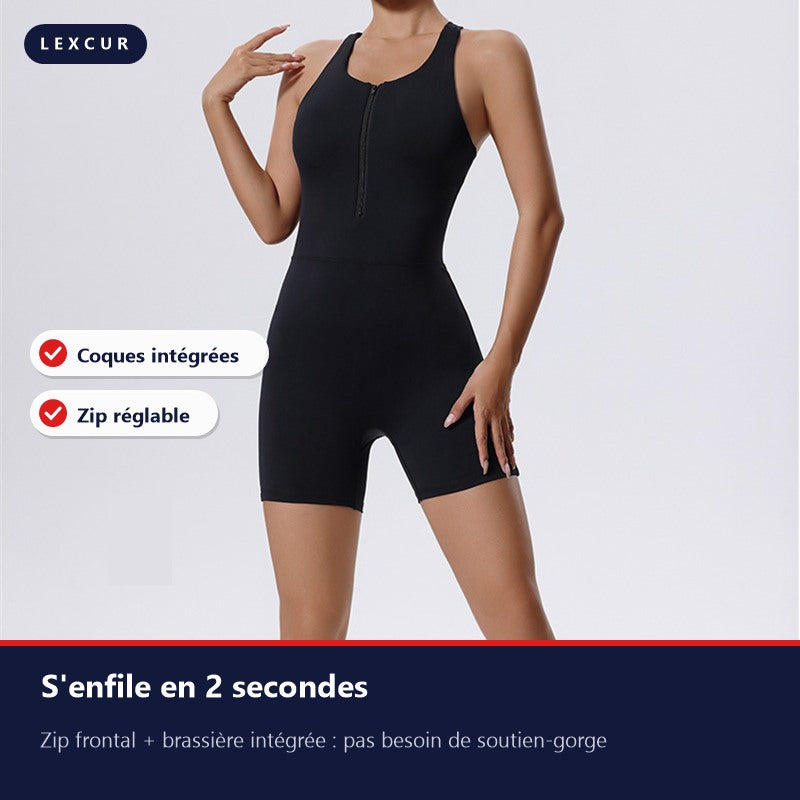 Combishort de sport FitCore Curve noir, vue de face