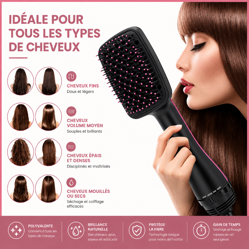 SilkBrush™ 3-en-1-Sèche, brosse et lisse vos cheveux en un seul geste