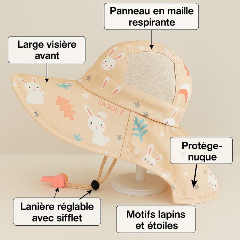 Chapeau Anti UV avec Sifflet de Sécurité Intégré