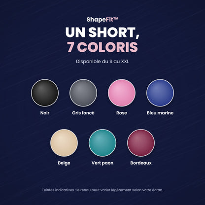 Les 7 coloris du short gainant ShapeFit